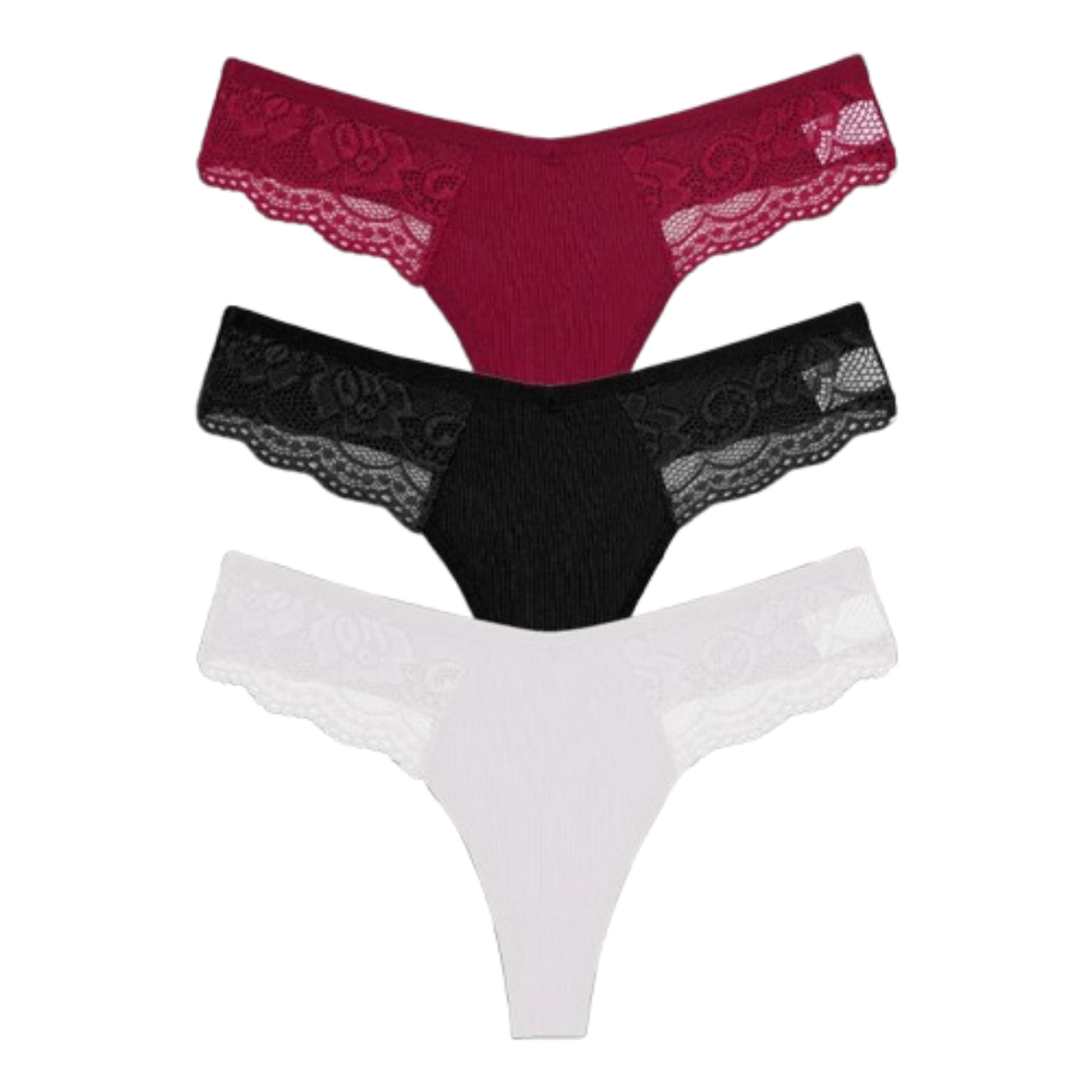 3-Pack Lace Cotton Thongs - KOKOOSH