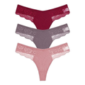 3-Pack Lace Cotton Thongs - KOKOOSH