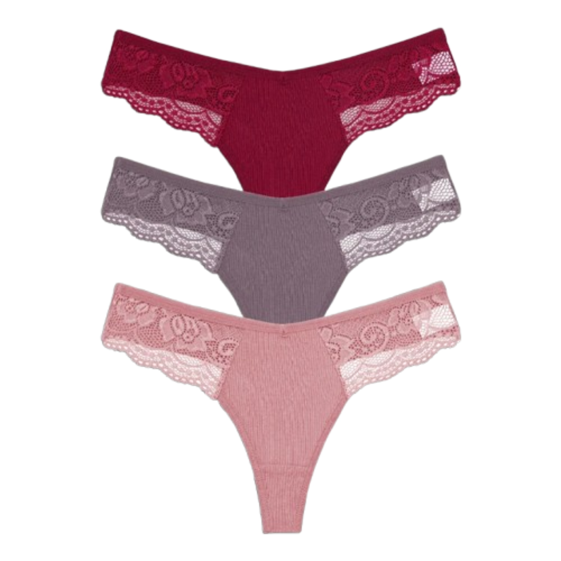3-Pack Lace Cotton Thongs - KOKOOSH