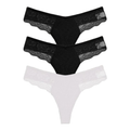 3-Pack Lace Cotton Thongs - KOKOOSH