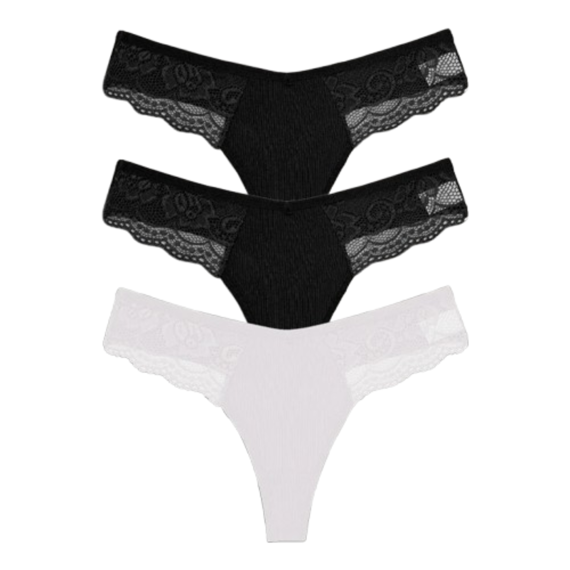 3-Pack Lace Cotton Thongs - KOKOOSH