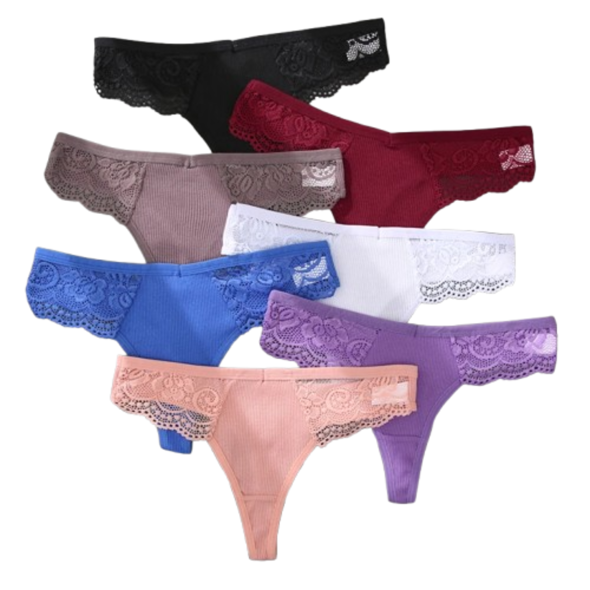 3-Pack Lace Cotton Thongs - KOKOOSH