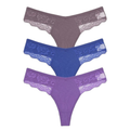 3-Pack Lace Cotton Thongs - KOKOOSH