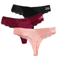 3-Pack Lace Cotton Thongs - KOKOOSH
