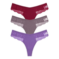 3-Pack Lace Cotton Thongs - KOKOOSH