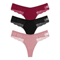 3-Pack Lace Cotton Thongs - KOKOOSH