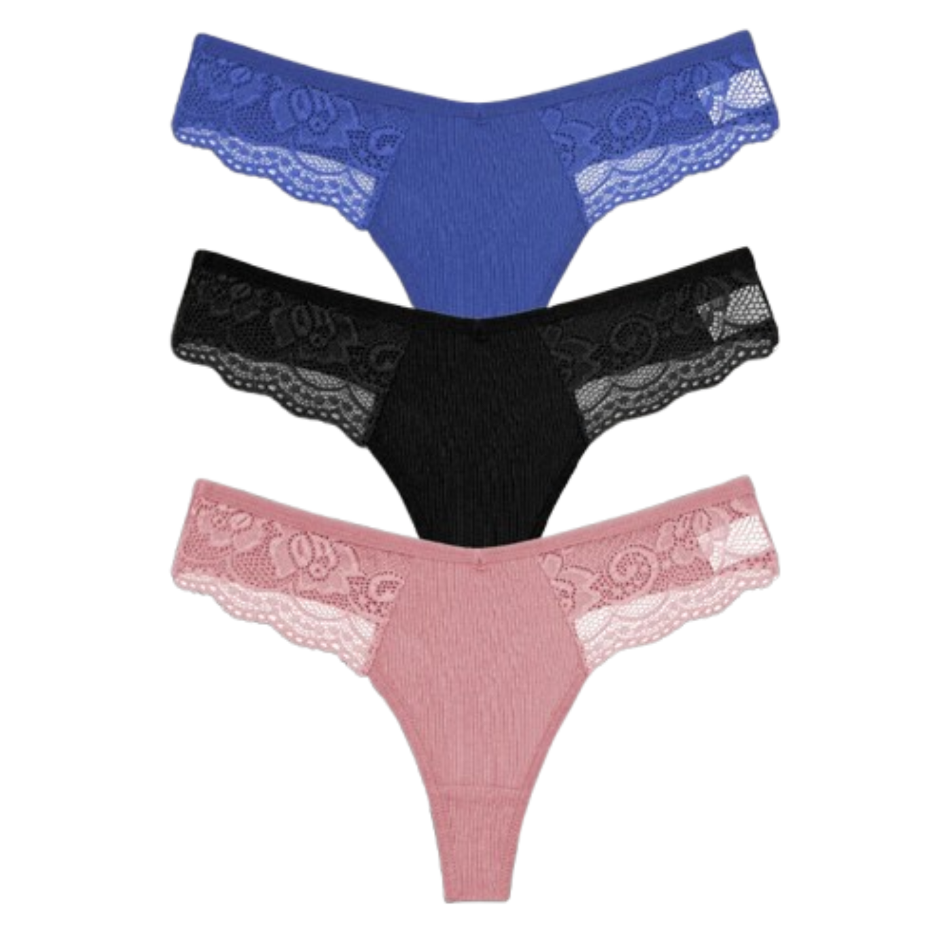 3-Pack Lace Cotton Thongs - KOKOOSH