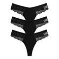 3-Pack Lace Cotton Thongs - KOKOOSH