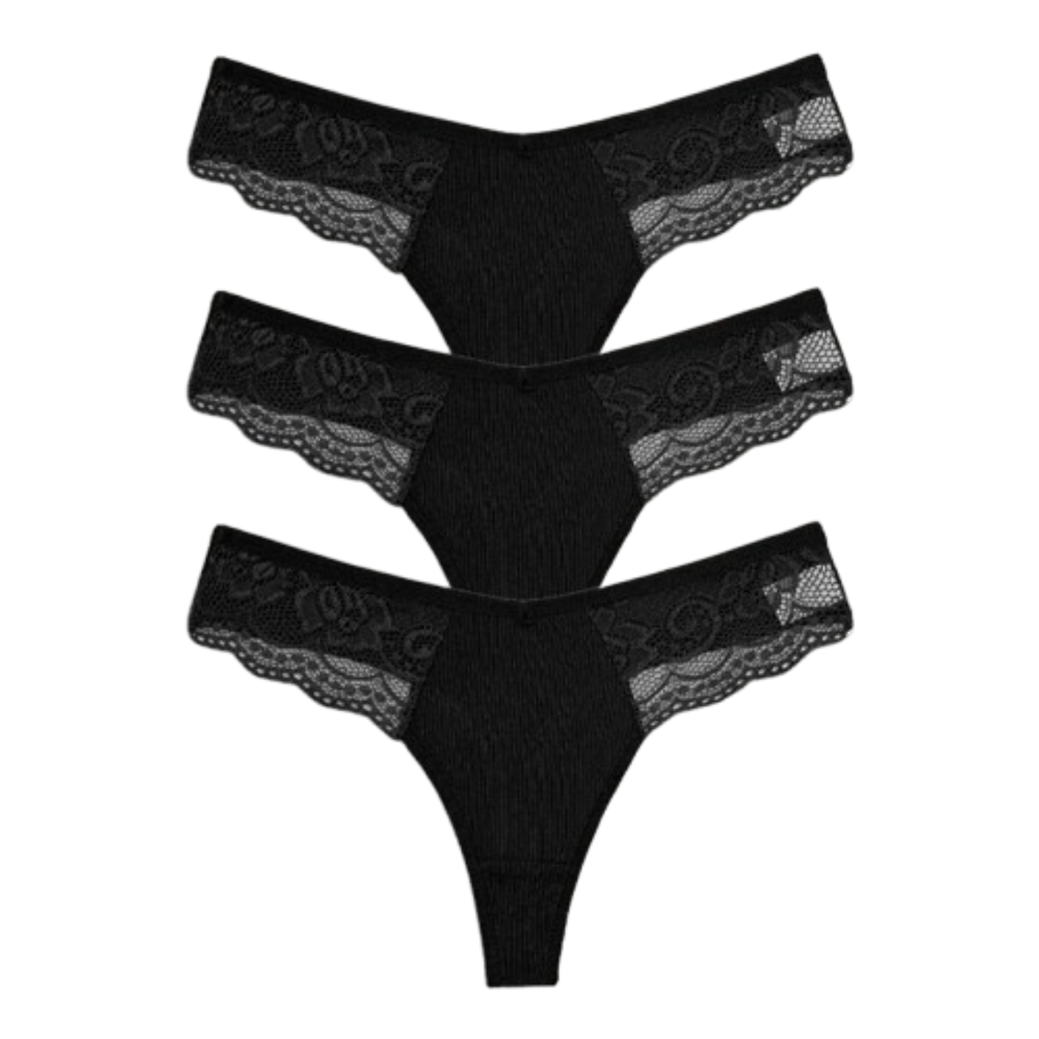 3-Pack Lace Cotton Thongs - KOKOOSH