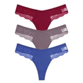 3-Pack Lace Cotton Thongs - KOKOOSH