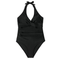 Flattering plus size swim bodysuit fit